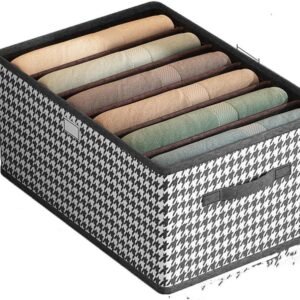 Clothes organizer box with multiple compartments for neat wardrobe storage